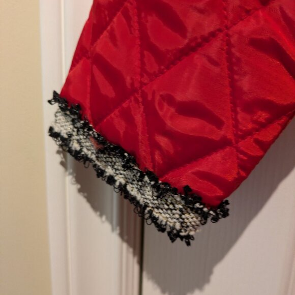 Red Quilted Jacket with Tweed accents and pearl buttons - Picture 3 of 9